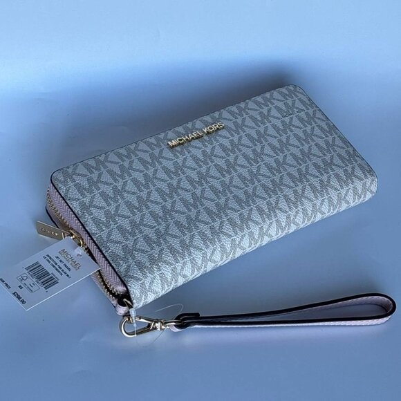 Michael Kors Jet Set Travel Continental Long Wallet Wristlet powdered blush - Picture 4 of 12